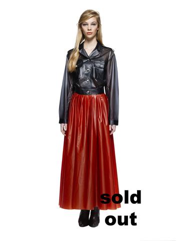 MESI - Ankle long Pleated wrap skirt Rusty Red