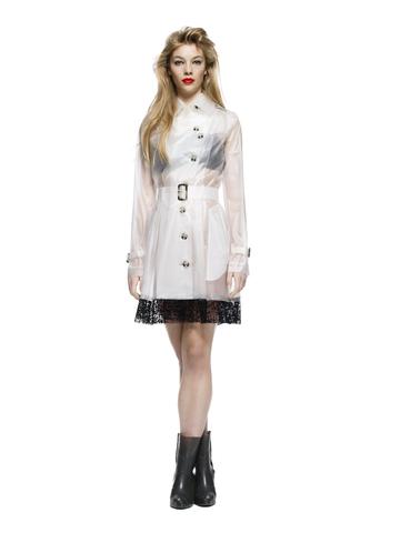 HARAJUKU -  TULLE LACED HEM Trench Coat Frosty White