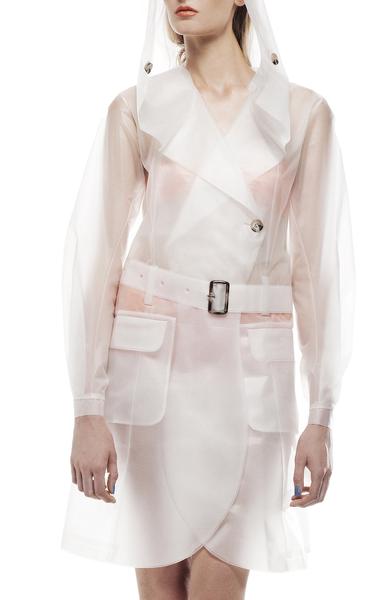 WHITNEY - Wrap Trench Coat  Frosty White